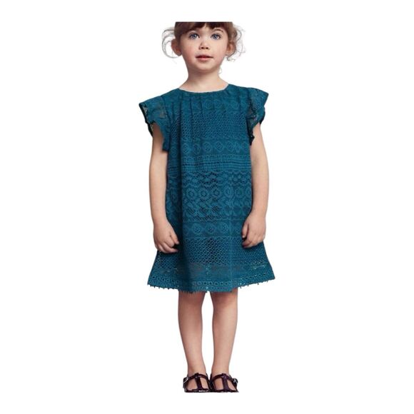 Koala Kids Toddler 3T Hunter Green Crochet Lace Party Dress - Picture 2 of 9
